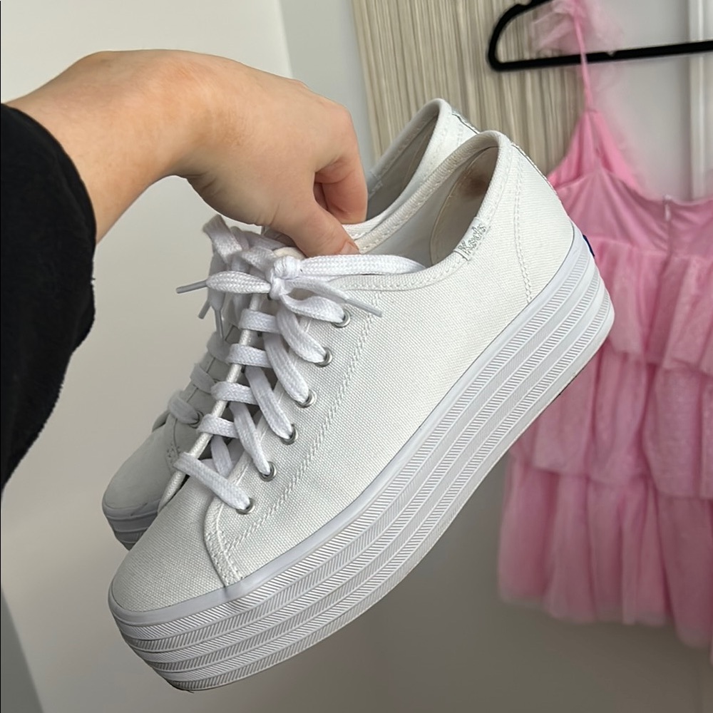 Keds White Platform Sneakers with Minimalist Design